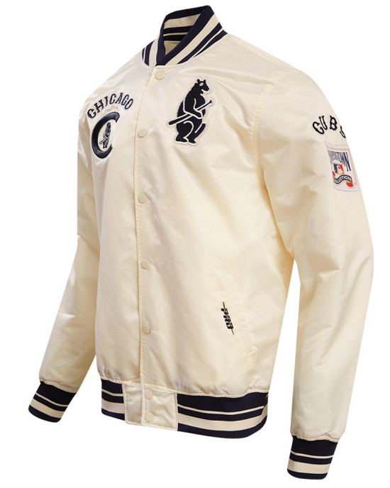 Chicago Cubs Off White Satin Jacket Chicago Cubs Off White Satin Jacket