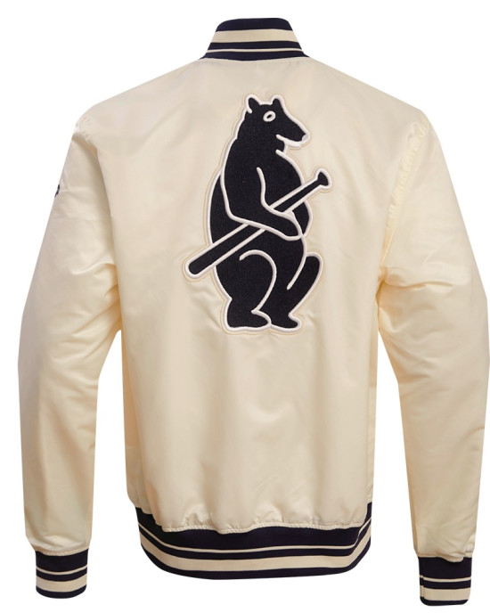 Chicago Cubs Off White Satin Jacket Chicago Cubs Off White Satin Jacket