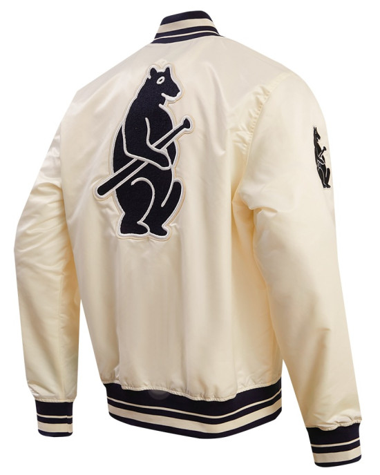 Chicago Cubs Off White Satin Jacket Chicago Cubs Off White Satin Jacket
