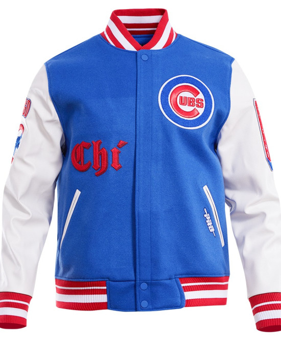 Chicago Cubs Old English Blue Wool Varsity Jacket Chicago Cubs Old English Blue Wool Varsity Jacket