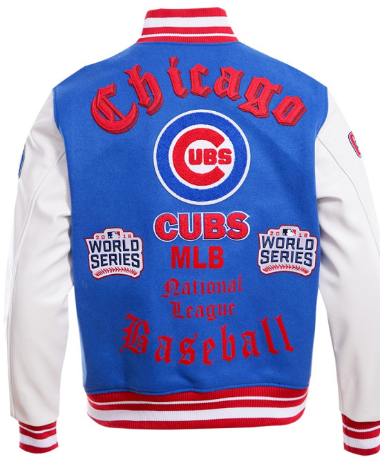 Chicago Cubs Old English Blue Wool Varsity Jacket Chicago Cubs Old English Blue Wool Varsity Jacket