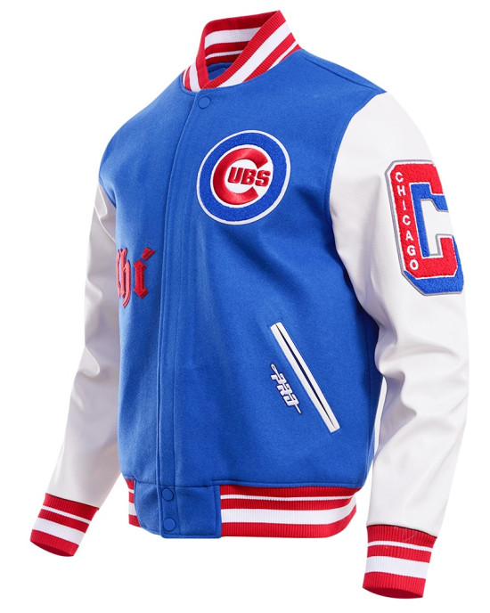 Chicago Cubs Old English Blue Wool Varsity Jacket Chicago Cubs Old English Blue Wool Varsity Jacket