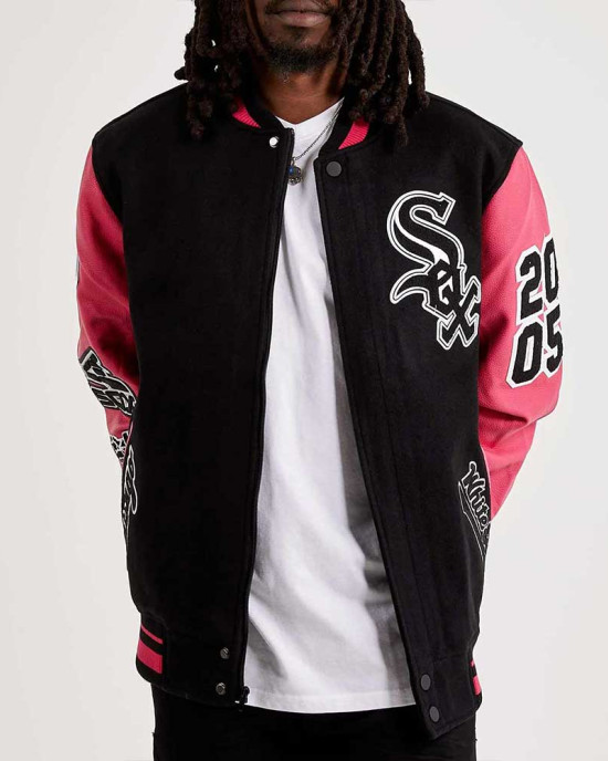 Chicago White Sox Varsity Pink and Black Jacket Chicago White Sox Varsity Pink and Black Jacket