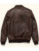 Choco Brown Leather Bomber Jacket