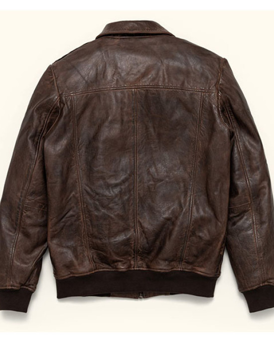 Choco Brown Leather Bomber Jacket Choco Brown Leather Bomber Jacket