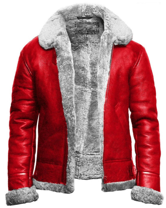 Christmas Holiday Red A2 Bomber Aviator With Artificial Fur Collar Genuine Leather Jacket Christmas Holiday Red A2 Bomber Aviator With Artificial Fur Collar Genuine Leather Jacket