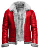 Christmas Holiday Red A2 Bomber Aviator With Artificial Fur Collar Genuine Leather Jacket Christmas Holiday Red A2 Bomber Aviator With Artificial Fur Collar Genuine Leather Jacket