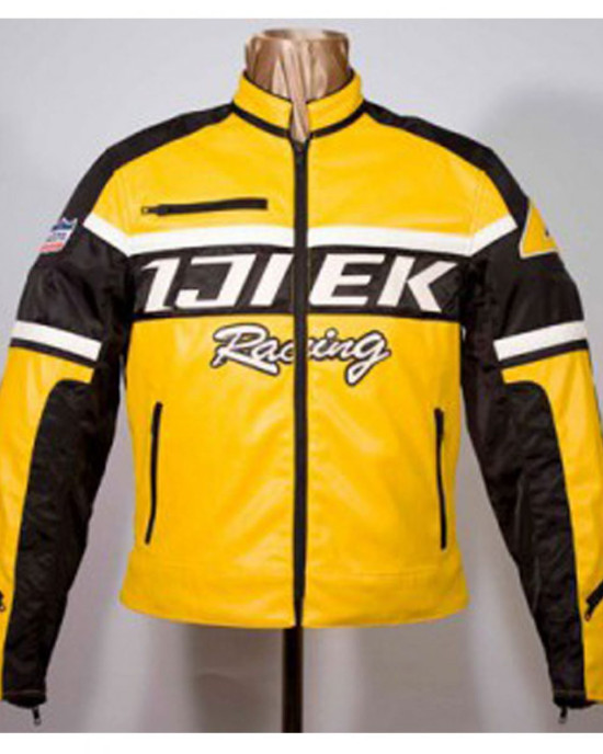 Chuck Greene Dead Rising Real Leather Yellow Biker Jacket Chuck Greene Dead Rising Real Leather Yellow Biker Jacket