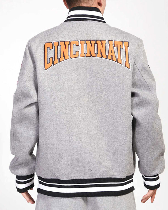 Cincinnati Bengals Crest Emblem Gray Varsity Wool Jacket Cincinnati Bengals Crest Emblem Gray Varsity Wool Jacket