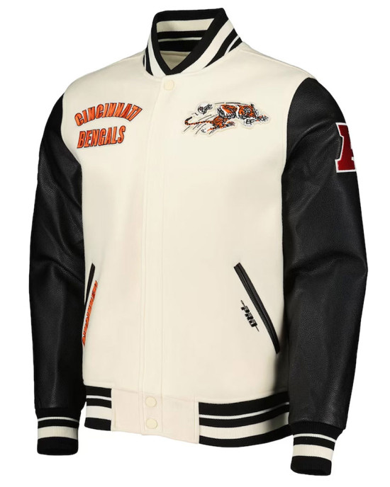 Cincinnati Bengals Retro Classic Varsity Cream and Black Jacket