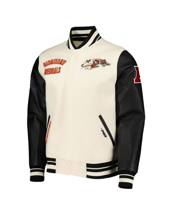 Cincinnati Bengals Retro Classic Varsity Cream and Black Jacket