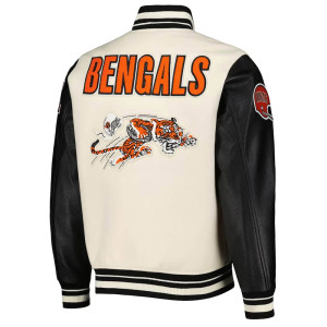 Cincinnati Bengals Retro Classic Varsity Cream and Black Jacket