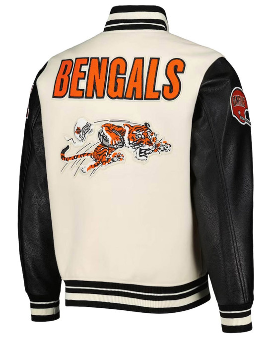 Cincinnati Bengals Retro Classic Varsity Cream and Black Jacket