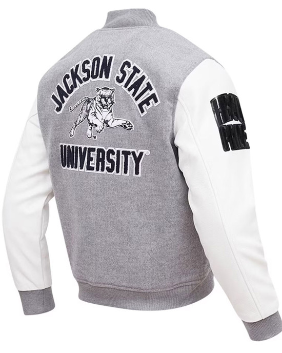 Classic Jackson State Tigers Varsity Gray Wool Jacket Classic Jackson State Tigers Varsity Gray Wool Jacket