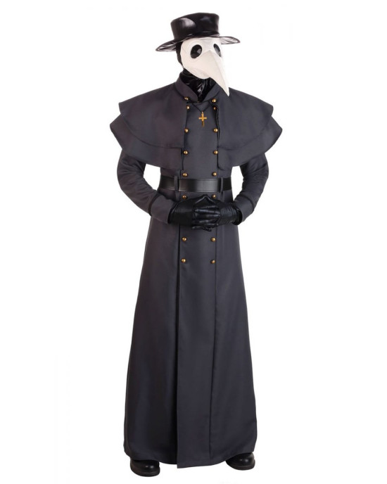 Classic Plague Doctor Halloween Black Wool Coat Classic Plague Doctor Halloween Black Wool Coat