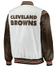Cleveland Browns Historic Renegade White/Brown Satin Varsity Jacket