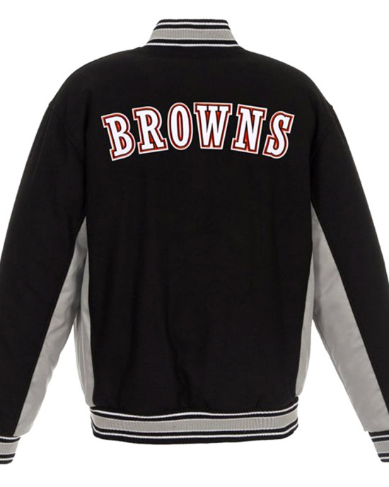 Cleveland Browns Varsity Black and Gray Wool Jacket