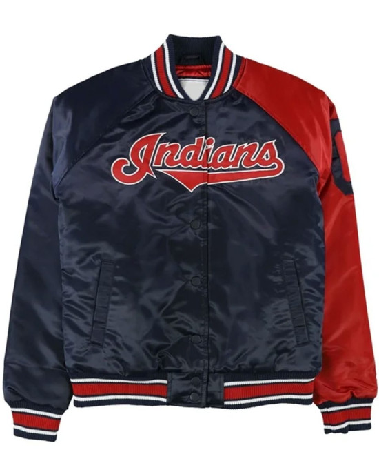 Cleveland Indians Navy and Red Varsity Satin Jacket