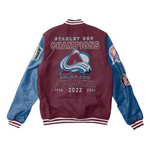 Colorado Avalanche Champions Varsity Maroon and Blue Jacket