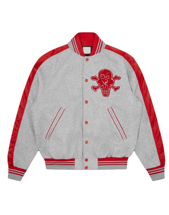 Cones and Bones ICECREAM Gray Varsity Jacket