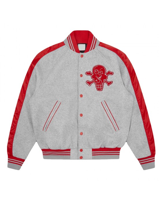 Cones and Bones ICECREAM Gray Varsity Jacket