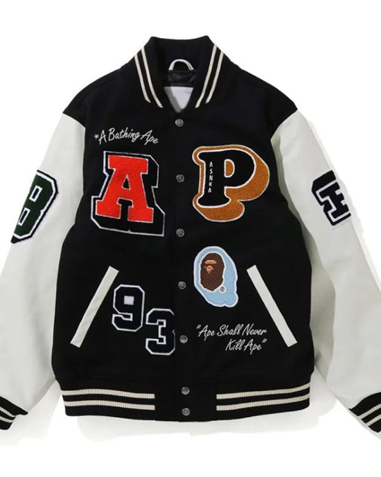 Crazy Patch Bape Wool Varsity Jacket Crazy Patch Bape Wool Varsity Jacket