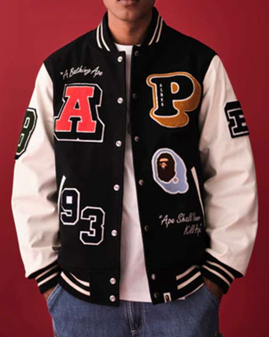 Crazy Patch Bape Wool Varsity Jacket Crazy Patch Bape Wool Varsity Jacket
