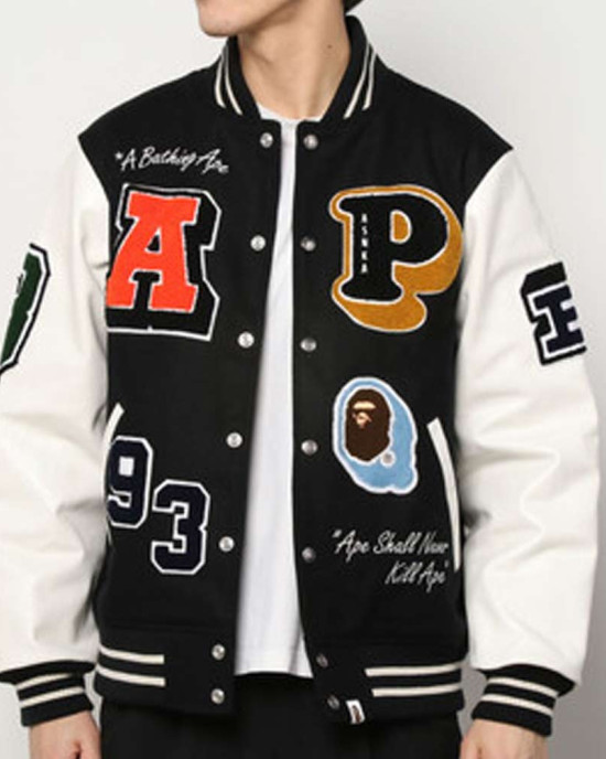 Crazy Patch Bape Wool Varsity Jacket Crazy Patch Bape Wool Varsity Jacket