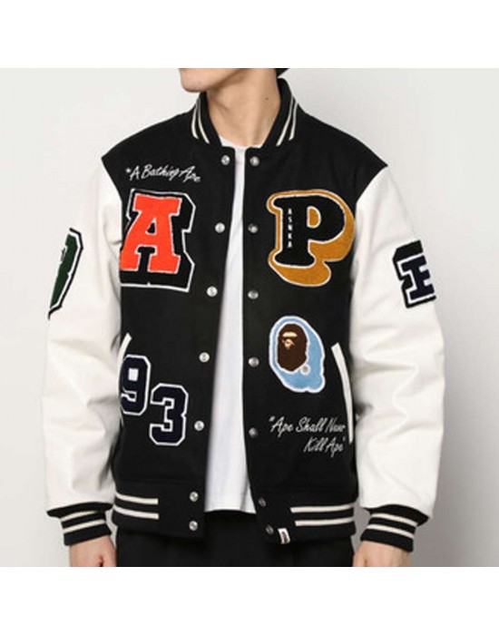 Crazy Patch Bape Wool Varsity Jacket