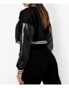 Cropped Beyond The Range Black Varsity Jacket