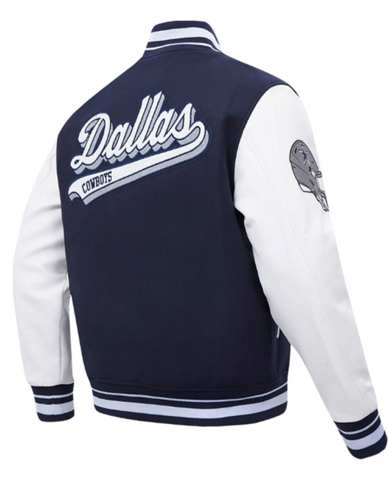 Dallas Cowboys Script Tail Classic Rib Varsity Jacket Dallas Cowboys Script Tail Classic Rib Varsity Jacket
