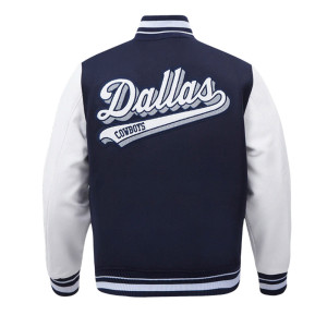 Dallas Cowboys Script Tail Classic Rib Varsity Jacket