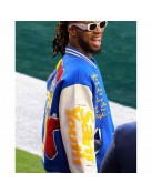 Damar Hamlin Super Bowl Blue Wool Varsity Jacket