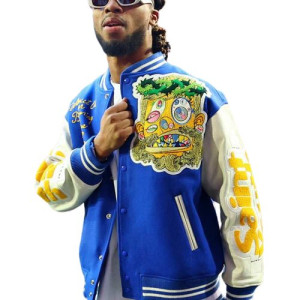 Damar Hamlin Super Bowl Blue Wool Varsity Jacket