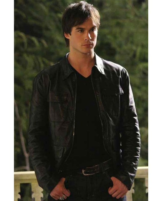 Damon Salvatore The Vampire Diaries Leather Jacket