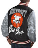 Detroit Bad Boys Black and Gray Varsity Satin Jacket Detroit Bad Boys Black and Gray Varsity Satin Jacket