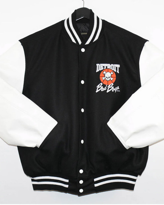 Detroit Bad Boys Varsity Black and White Jacket Detroit Bad Boys Varsity Black and White Jacket
