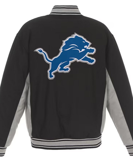 Detroit Lions Black and Gray Varsity Wool Jacket Detroit Lions Black and Gray Varsity Wool Jacket
