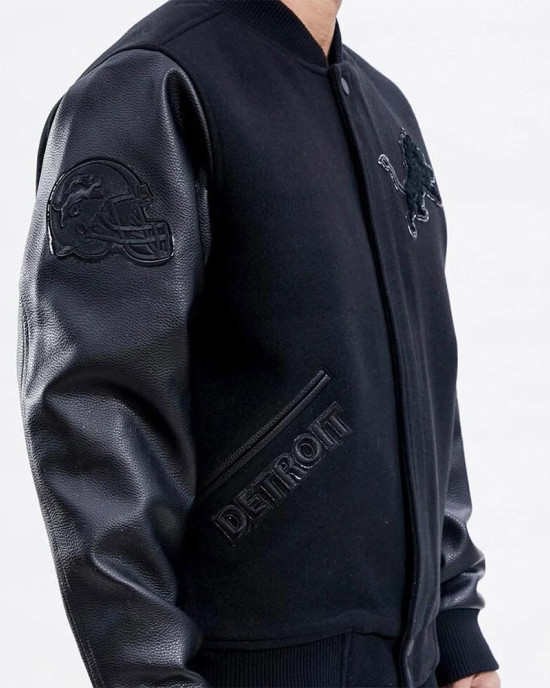 Detroit Lions Letterman Varsity Black Jacket Detroit Lions Letterman Varsity Black Jacket