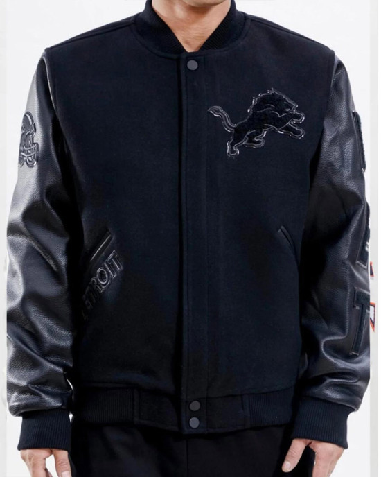 Detroit Lions Letterman Varsity Black Jacket Detroit Lions Letterman Varsity Black Jacket