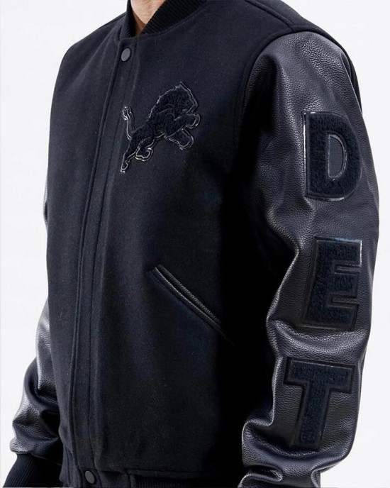 Detroit Lions Letterman Varsity Black Jacket Detroit Lions Letterman Varsity Black Jacket