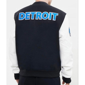 Detroit Lions Letterman Varsity Black and White Jacket