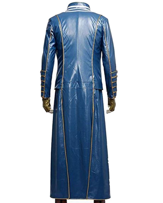 Devil May Cry 3 Vergil Blue Leather Trench Coat Devil May Cry 3 Vergil Blue Leather Trench Coat