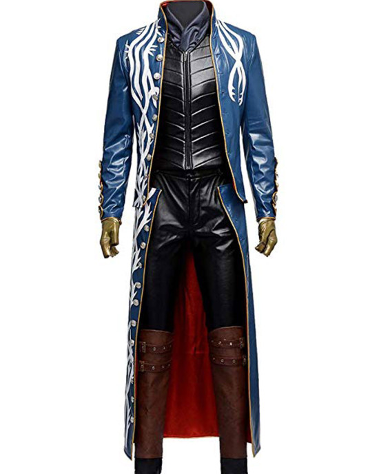 Devil May Cry 3 Vergil Blue Leather Trench Coat Devil May Cry 3 Vergil Blue Leather Trench Coat