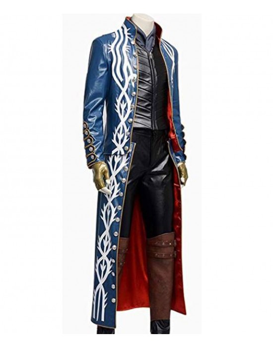 Devil May Cry 3 Vergil Blue Leather Trench Coat