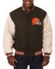 Domestic Cleveland Browns Varsity Brown and Cream Jacket Domestic Cleveland Browns Varsity Brown and Cream Jacket