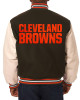 Domestic Cleveland Browns Varsity Brown and Cream Jacket Domestic Cleveland Browns Varsity Brown and Cream Jacket