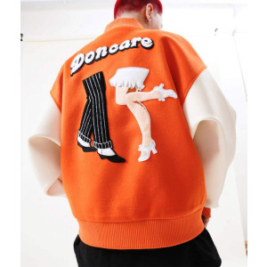 Doncare Legs Orange and White Varsity Jacket