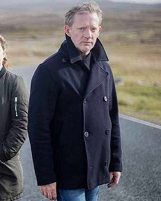 Douglas Henshall Shetland Black Peacoat Douglas Henshall Shetland Black Peacoat