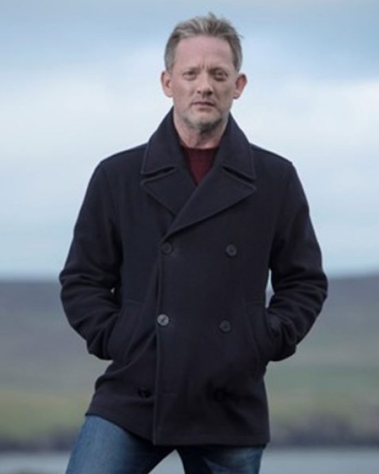 Douglas Henshall Shetland Black Peacoat Douglas Henshall Shetland Black Peacoat